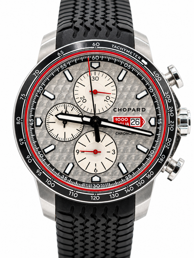Chopard Mille Miglia Chronographe – Cadran argenté et bracelet noir