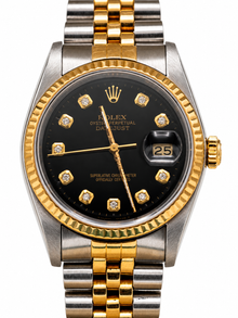 Rolex Datejust – Cadran noir serti et bracelet bicolore