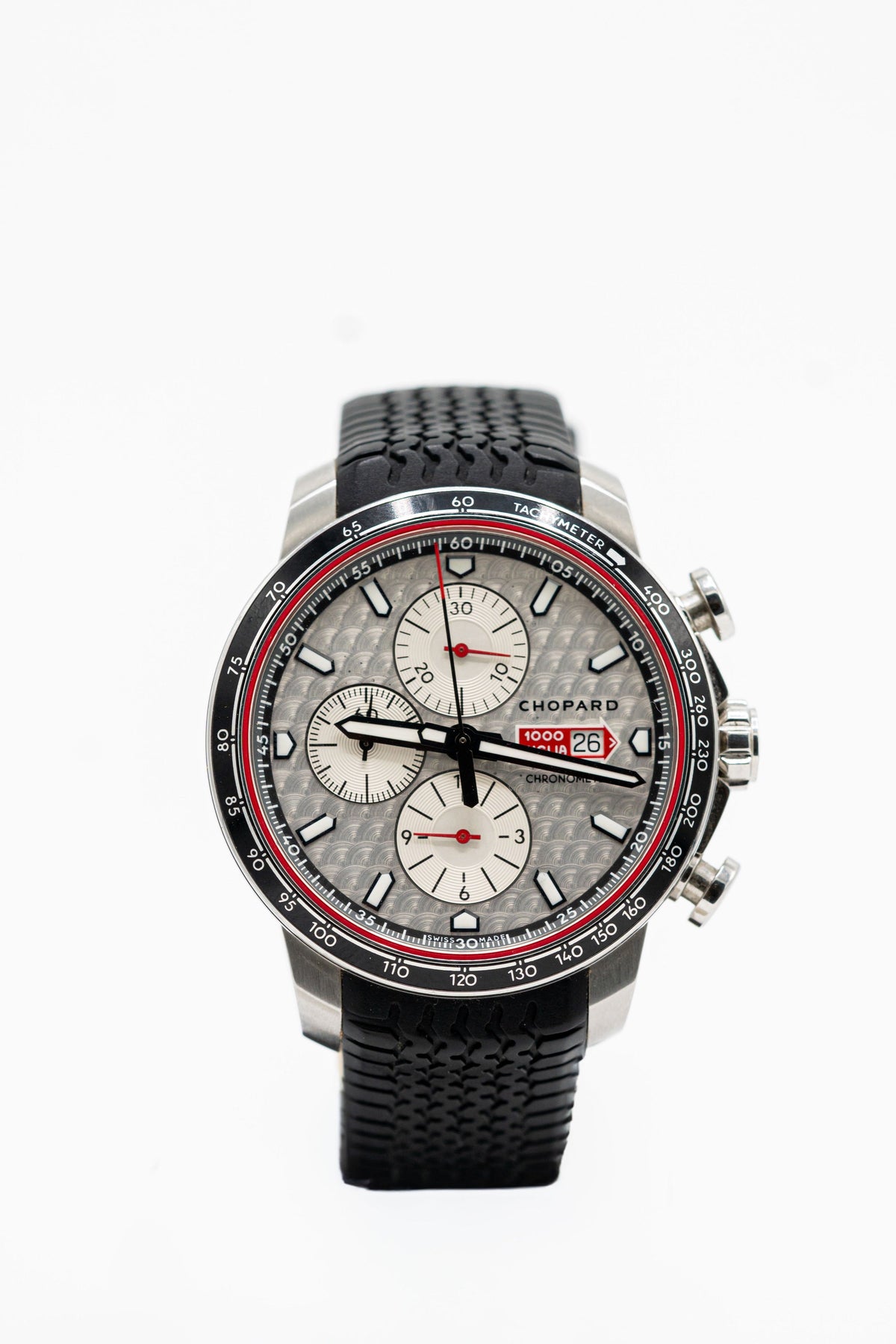 Chopard Mille Miglia Chronographe – Cadran argenté et bracelet noir