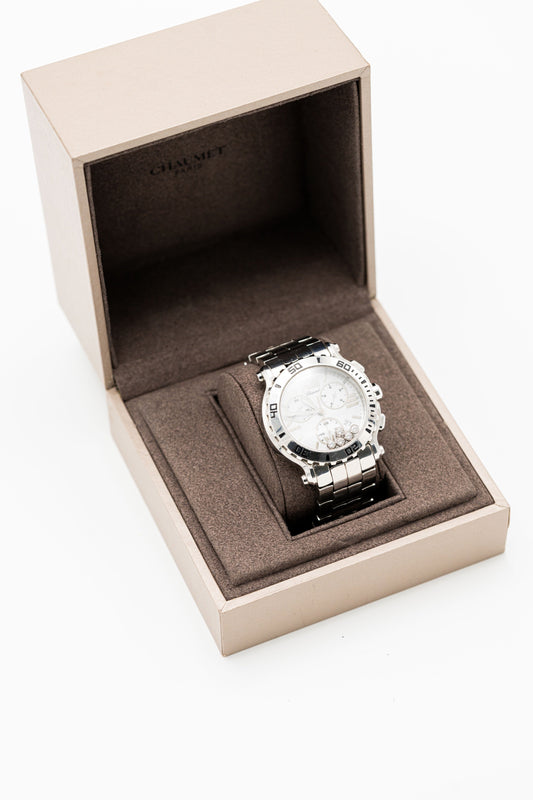Chopard Happy Sport Chronographe – Cadran blanc et pierres mobiles