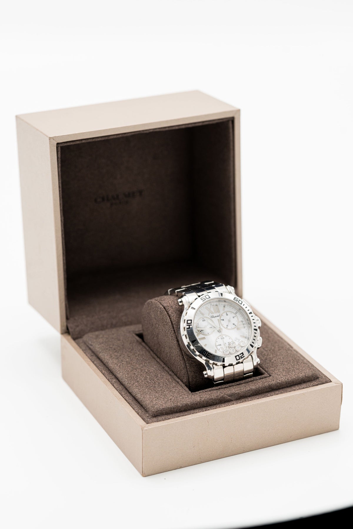 Chopard Happy Sport Chronographe – Cadran blanc et pierres mobiles