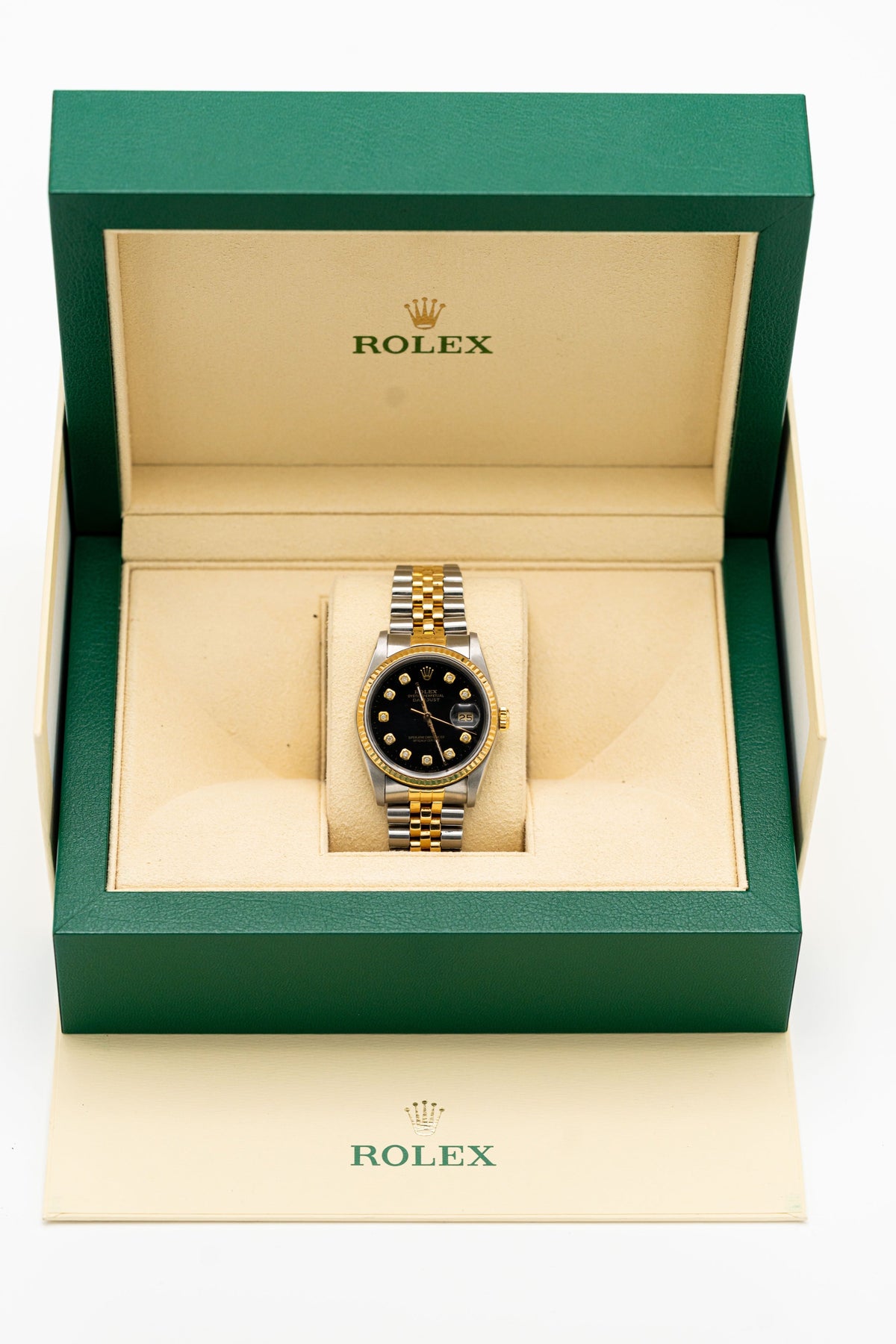 Rolex Datejust – Cadran noir serti et bracelet bicolore