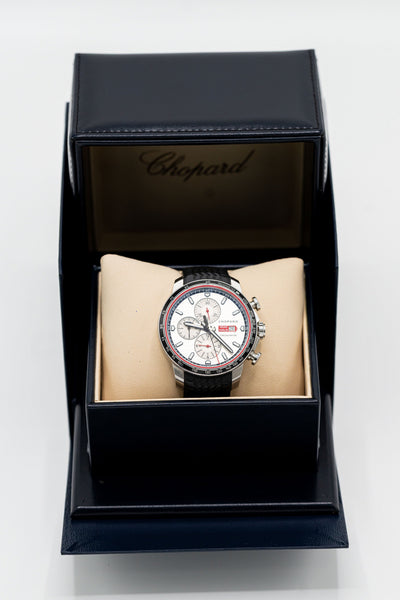 Chopard Mille Miglia Chronographe – Cadran argenté et bracelet noir