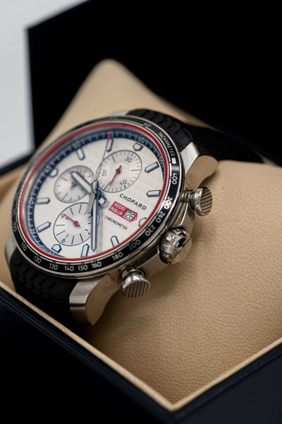 Chopard Mille Miglia Chronographe – Cadran argenté et bracelet noir
