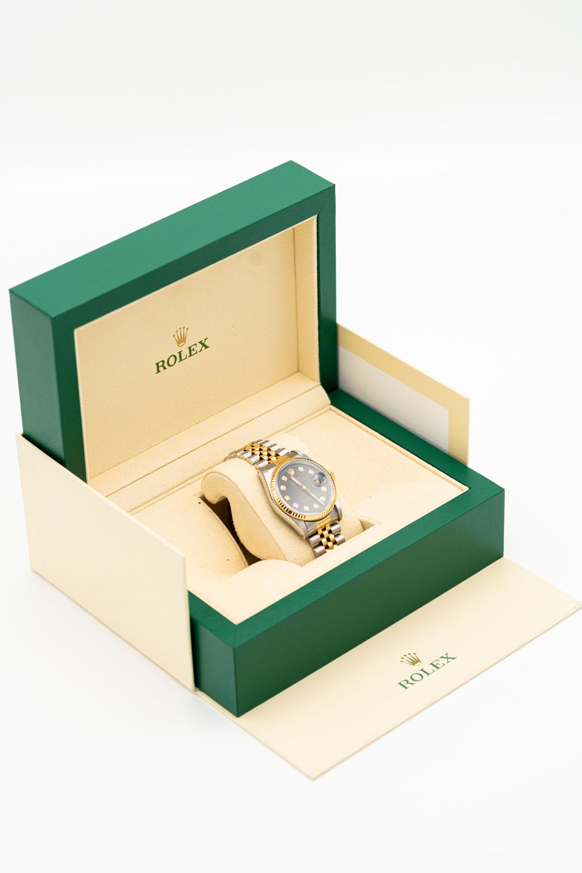 Rolex Datejust – Cadran noir serti et bracelet bicolore