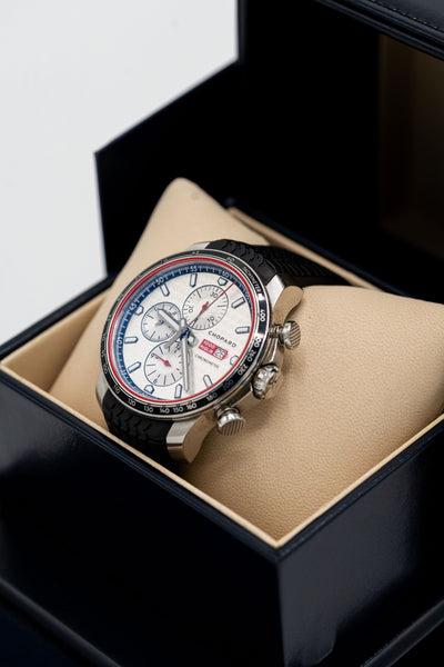 Chopard Mille Miglia Chronographe – Cadran argenté et bracelet noir