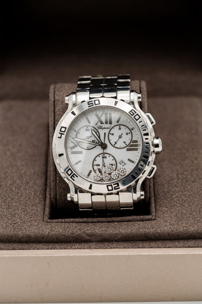 Chopard Happy Sport Chronographe – Cadran blanc et pierres mobiles
