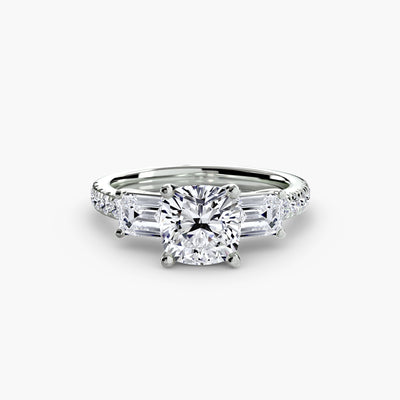 Three-Stone Ring with Pavé Band 4
