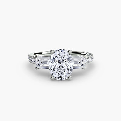 Three-Stone Ring with Pavé Band 4