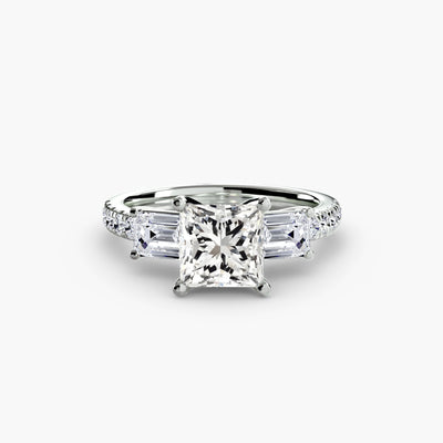 Three-Stone Ring with Pavé Band 4