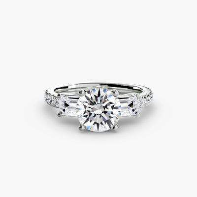 Three-Stone Ring with Pavé Band 4