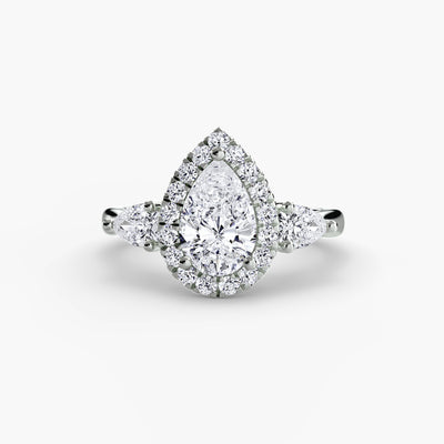 Three-Stone Ring with Halo