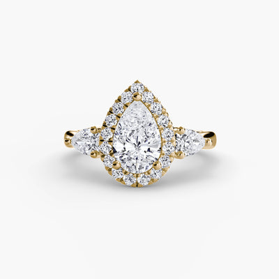 Three-Stone Ring with Halo