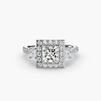 Three-Stone Ring with Halo 2