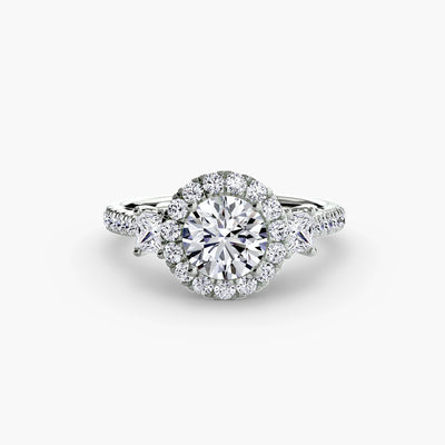 Three-Stone Ring with Halo 2