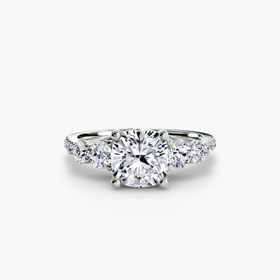 Five Stone Ring with Pavé Band