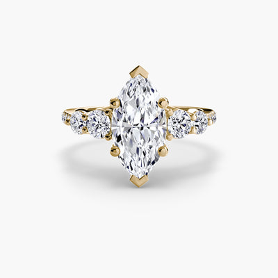 Five Stone Ring with Pavé Band