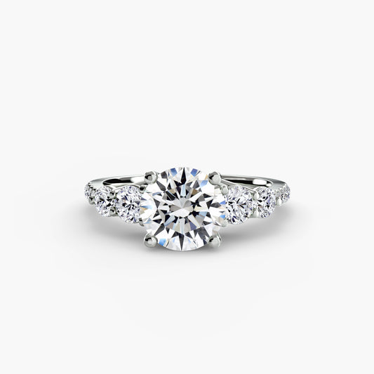 Five Stone Ring with Pavé Band