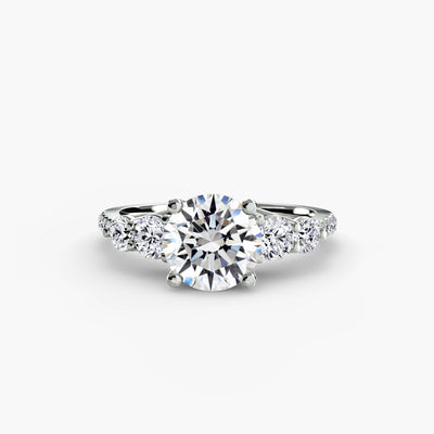 Five Stone Ring with Pavé Band